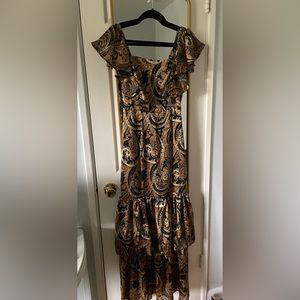 X REVOLVE Daya Maxi Dress in Black & Gold Paisley